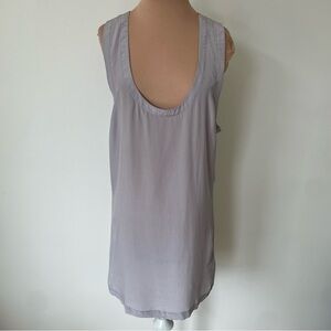 GESTUZ Sleeveless U-Neck Brushed Silk Gray Racerback Lagenlook Tunic Top Sz 38/8